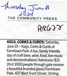 Notice - Kegs, Corks & Curds, Community Press (2024)