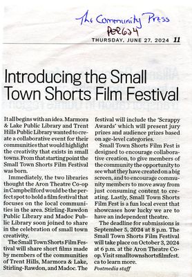 Introducing the Small Town Shorts Film Festival, Community Press (2024)