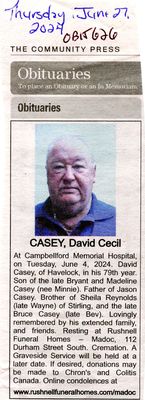 David Cecil Casey Obituary, Community Press