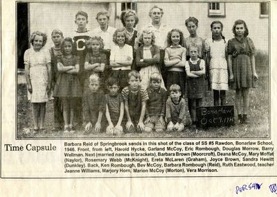 Time Capsule - SS#5 Rawdon Bonarlaw School 1946