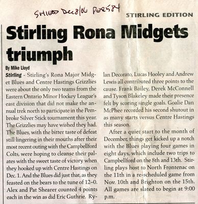 Stirling Rona Midgets triumph, Shield (2006)