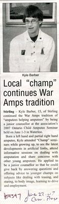 Local &quot;champ&quot; continues War Amp tradition, Community Press (2007)