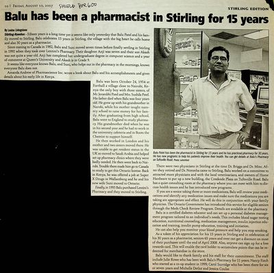 Balu has been a pharmacist in Stirling for 15 years, Shield (2007)