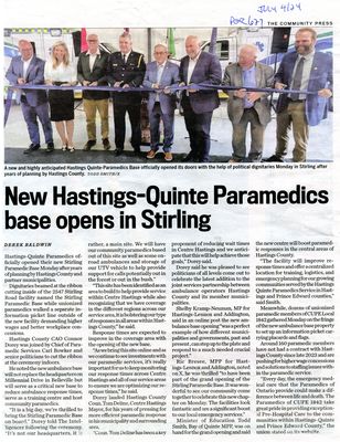 New Hastings-Quinte Paramedics base opens in Stirling, Community Press (2024)