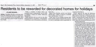 Residents to be rewarded for decorated homes for holidays, Community Press (2007)