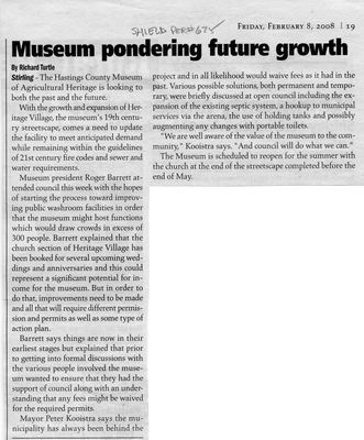 Museum pondering future growth, Shield (2008)