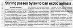 Stirling passes bylaw to ban exotic animals, Community Press (2008)