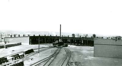 CPR roundhouse in Swift Current, east of Railway St., c. 1900-1920s.