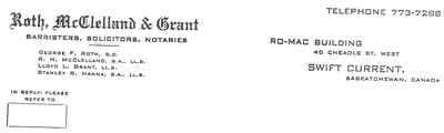 Roth, McClelland & Grant Barristers, Solicitors, Notaries Company Letterhead