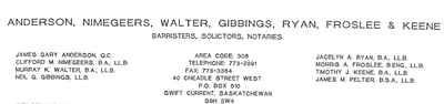 Anderson, Nimegeers, Walter, Gibbings, Ryan, Froslee & Keene Barristers, Solicitors, Notaries Company Letterhead