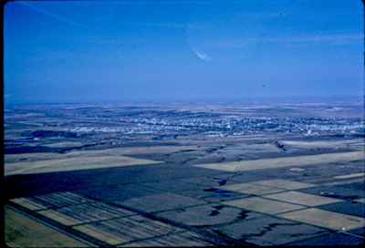 Aerial view of City from over Air Strip