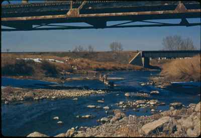 Low Water Level in Creek Under S. Railway St. Bridge