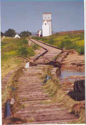 Railway tracks to the West of Vanguard following the flood