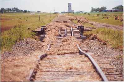 Railway tracks West of Vanguard after the flood