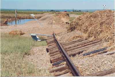 Railroad tracks near Vanguard after the flood