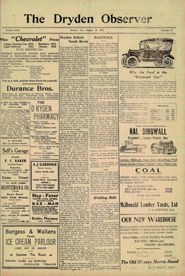 Dryden Observer, 19 Aug 1921