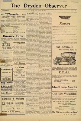 Dryden Observer, 26 Aug 1921