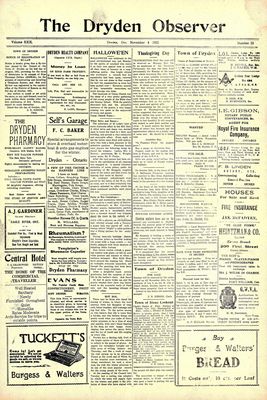 Dryden Observer, 4 Nov 1921