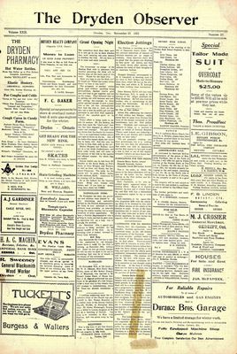 Dryden Observer, 25 Nov 1921