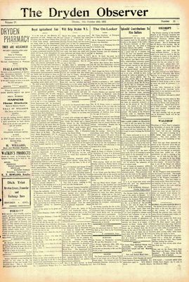 Dryden Observer, 26 Oct 1922