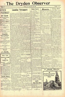 Dryden Observer, 10 Nov 1922