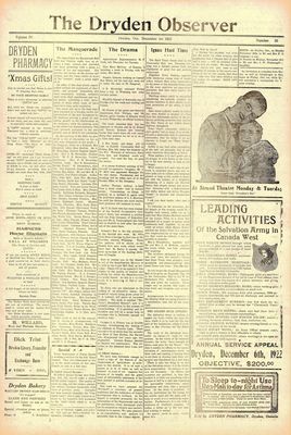 Dryden Observer, 1 Dec 1922