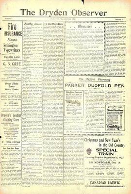 Dryden Observer, 2 Nov 1923