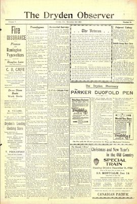 Dryden Observer, 16 Nov 1923