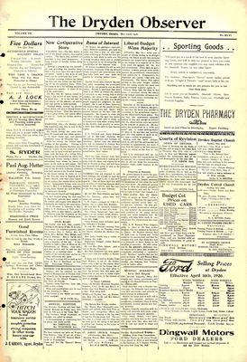 Dryden Observer, 22 May 1926