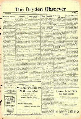 Dryden Observer, 29 Oct 1926