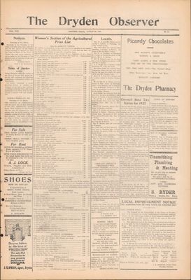 Dryden Observer, 5 Aug 1927