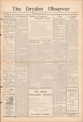 Dryden Observer, 4 Nov 1927