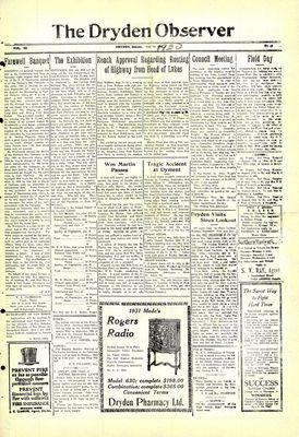 Dryden Observer, 5 Sep 1930