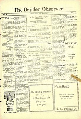 Dryden Observer, 25 Dec 1930