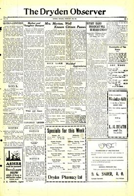 Dryden Observer, 13 Feb 1931