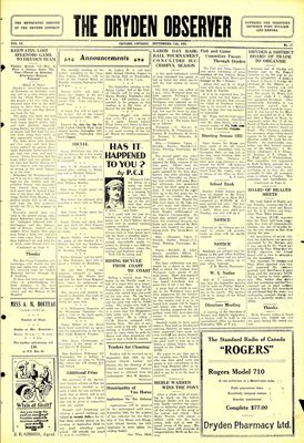 Dryden Observer, 11 Sep 1931