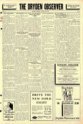 Dryden Observer, 12 Aug 1932