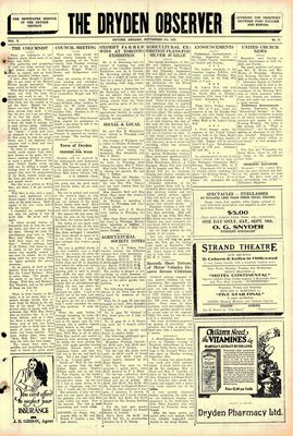 Dryden Observer, 9 Sep 1932