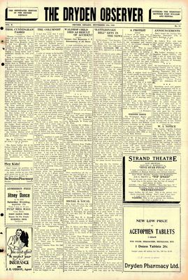 Dryden Observer, 16 Sep 1932