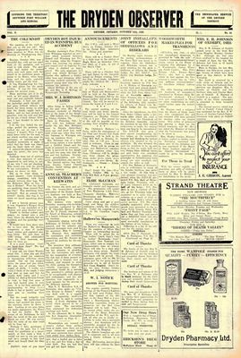 Dryden Observer, 14 Oct 1932