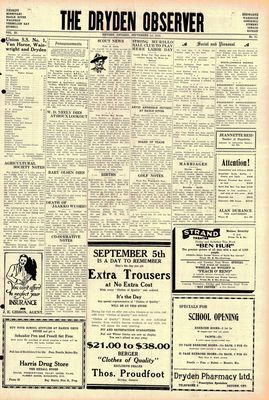 Dryden Observer, 1 Sep 1933