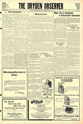 Dryden Observer, 10 Nov 1933