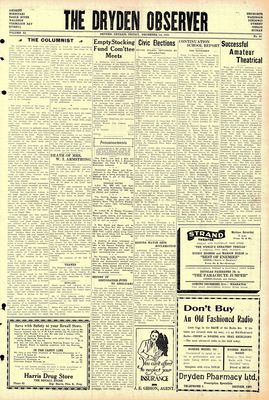 Dryden Observer, 1 Dec 1933