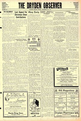 Dryden Observer, 15 Dec 1933