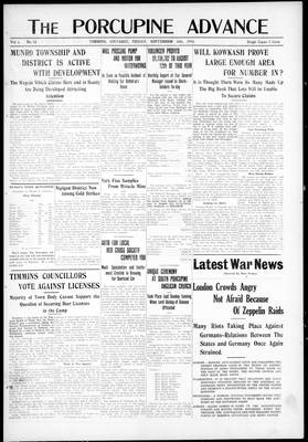 Porcupine Advance, 10 Sep 1915, p. 1