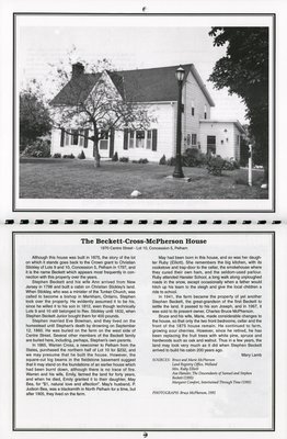 Pelham Historical Calendar 1997: &quot;The Beckett-Cross-McPherson House&quot;