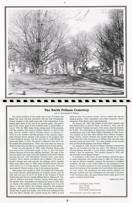 Pelham Historical Calendar 1996: &quot;The North Pelham Cemetery&quot;