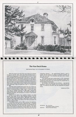 Pelham Historical Calendar 1989: &quot;The Van Osch Home&quot;