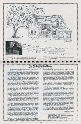 Pelham Historical Calendar 1988: &quot;The Metler-Pratten House&quot;