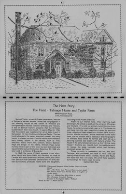 Pelham Historical Calendar 1984: &quot;The Haist Story The Haist - Talmage House and Taylor Farm&quot;